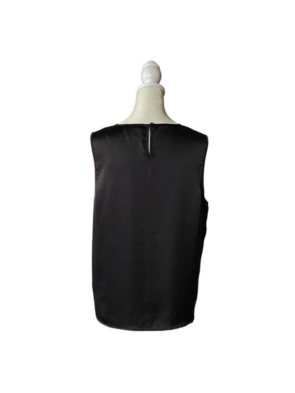 Christian Siriano Sheer V Neck Women's Large Black Sleeveless Blouse Top - Picture 4 of 10